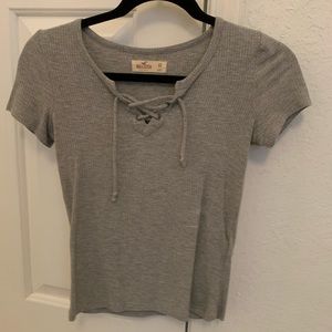 Hollister ribbed tie up tee